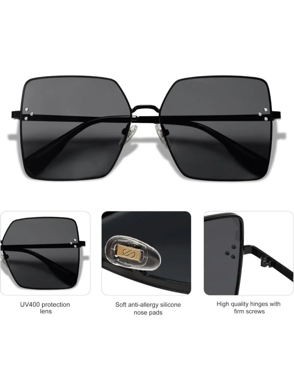 SOJOS Women's Trendy Square Sunglasses UV Protection Sunnies SJ1170 Black